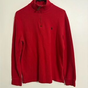 Polo Ralph Lauren Red Polo quarter zip ribbed pullover Size Medium